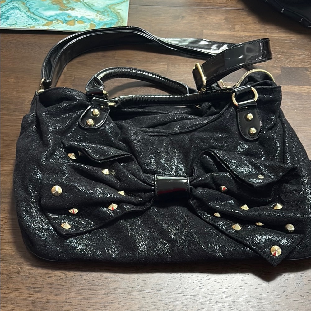 Betsey Johnson Black Studded Shoulder Bag